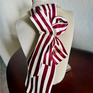 Elegant Striped Bow Scarf